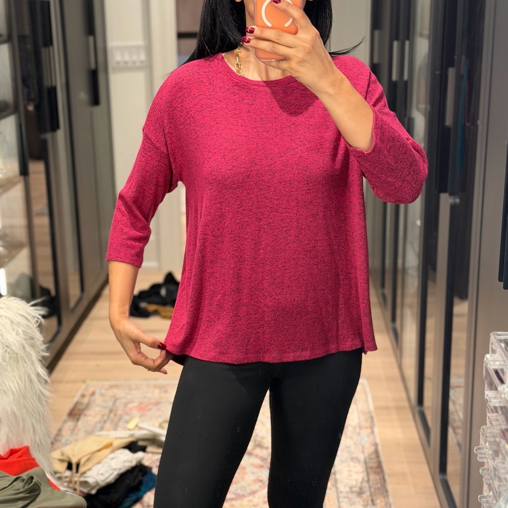 Bobeau Fuchsia Long Sleeve Top